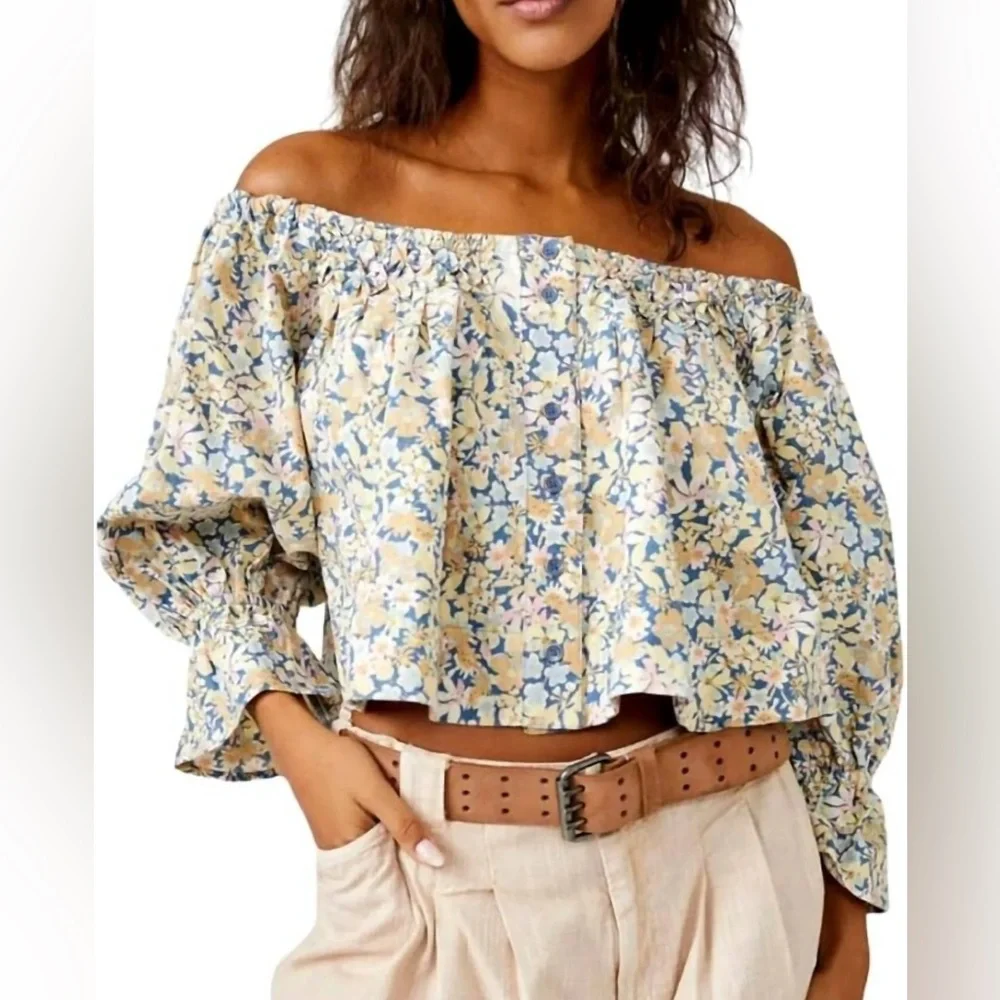 Free People - James Smock Top - floral cottagecore springtime puff sleeve blouse